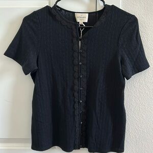 XSmall Sezane Laura Tee - Black NWT